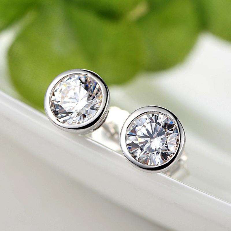 Single Diamond Bag With Stud Earrings, Plated With 18K Platinum, White Gold, Real Gold, Moissanite, Female Carat, Internet Celebrity Earrings