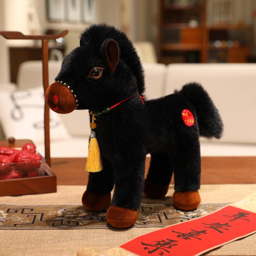 Long Mane Standing Foal Plush Doll Fluffy Tail Cartoon Horse Stuffed Toy Pony Plush Toys Kids Gift