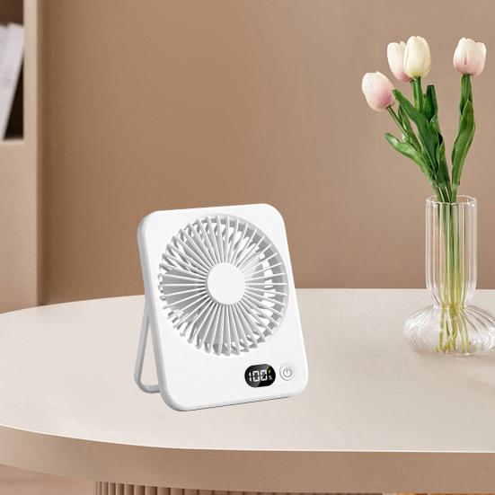 Přenosný stolní ventilátor dobíjecí 1200mAh bateriový stojací ventilátor s digitálním displejem Mimořádně tichý skládací stolní ventilátor 5 nastavitelných rychlostí