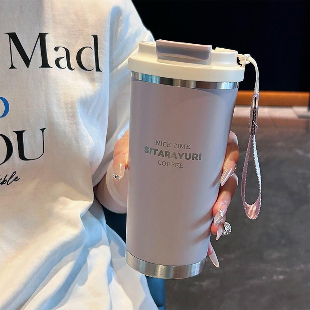 450ml Hot Cold Water Bottle Leak-proof Straw Cup Winter Insulated Cup for School Office Outdoor