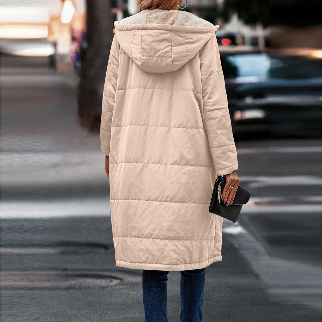 Jachetă reversibilă cu glugă cu mâneci lungi, elegantă, pentru femei