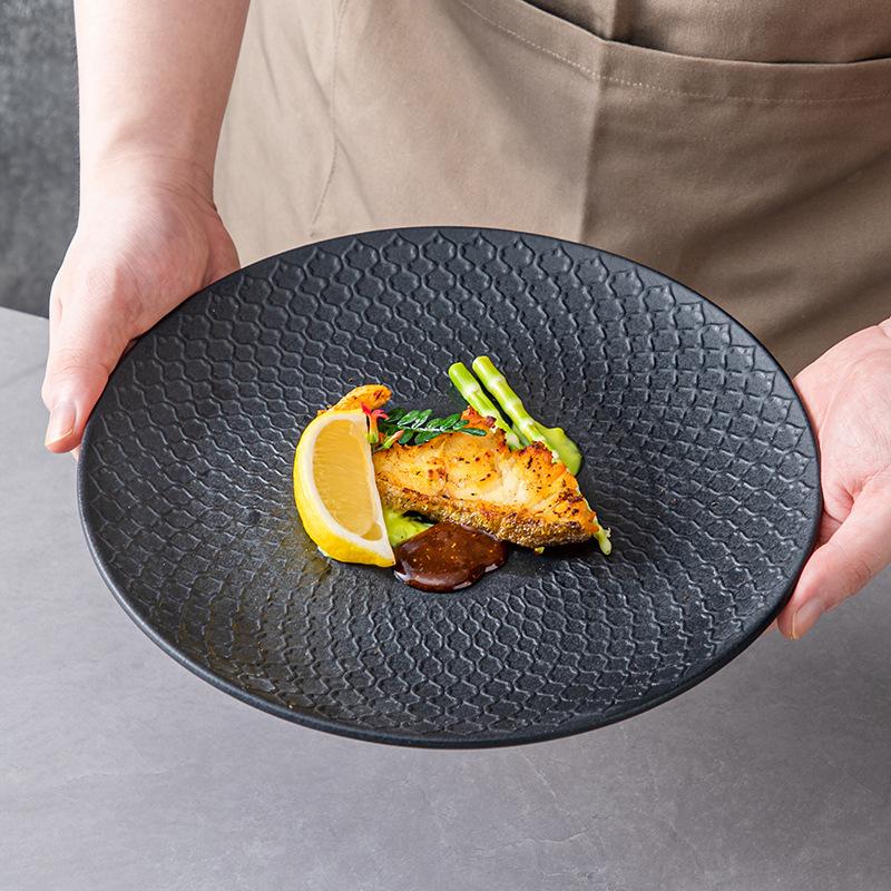 Nordic Plate High-End Steak Plate Ceramic Plate Household Japanese Tableware Flat Plate White Western Plate Light Luxury