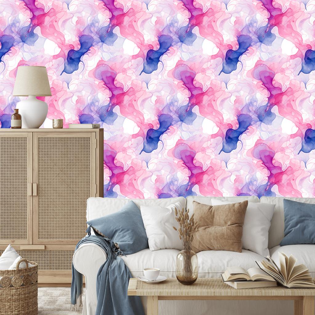 Wallpaper pink and purple ink powder pink, white background 50x1000