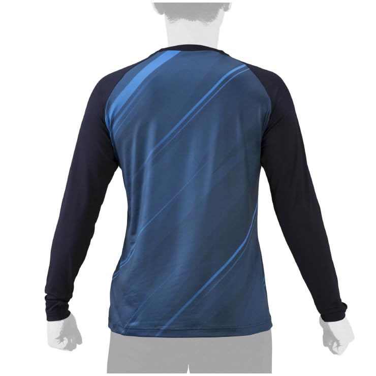 Mizuno Graphic Undershirt Long and Easy To Move Deep Size L Men's Baseball/Softball Fleece-Lined (Low Neck, Sleeves) - Warm, Moisturizing, In, Navy,