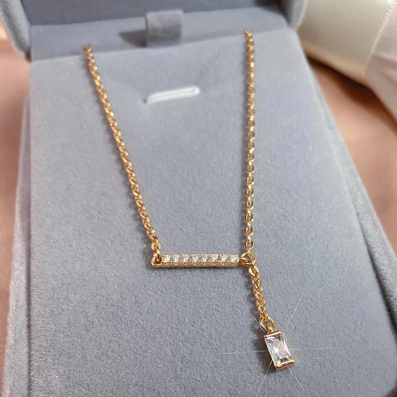 Luxury Square Natural Zircon Pendant Necklace For Women Trendy  Rose Gold Color High Quality Daily Fine Jewelry