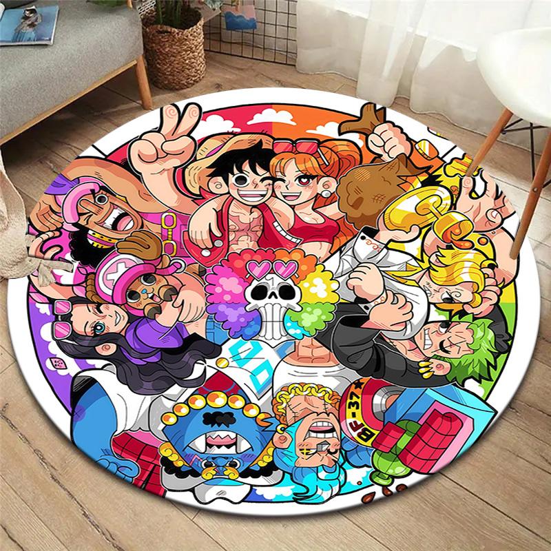 One Piece Monkey D Luffy Round Area Rug Carpet Rug For Living Room Bedroom Sofa Playroom Decor Nonslip Floor Mat