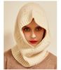 Unisex 100%Wool Knitted Balaclava Winter Ear Face Neck Protect One-Piece Scarf Hat Soft Warm Hooded Beanies Twist False Collar