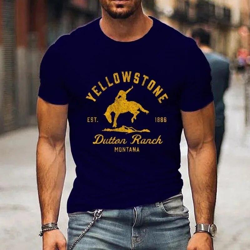 Unisex and WoUnisex New Fashion Yellowstone Dutton Ranch Printed T-shirt Classic Pattern Summer Cool Short-sleeved Shirt T-shirt