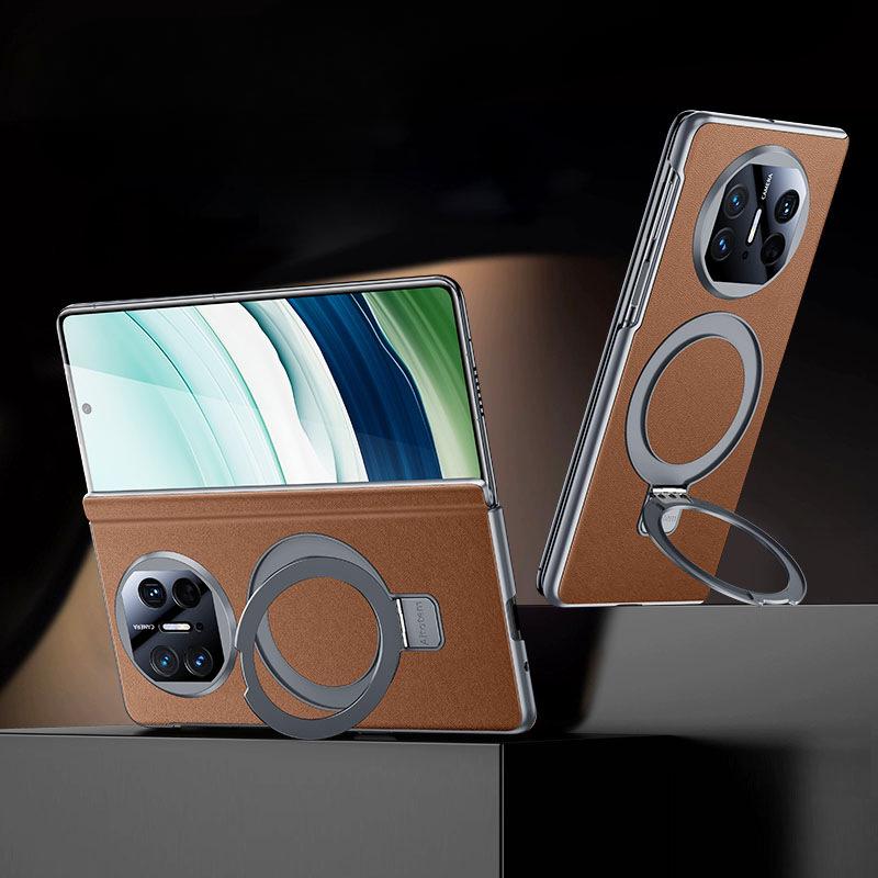 

Подходит для чехла для мобильного телефона Huawei Matex5, центральный шарнир, магнитный кронштейн X3, деловой мужской чехол из кожи с полной защитой объектива X6 Huawei Mate X3