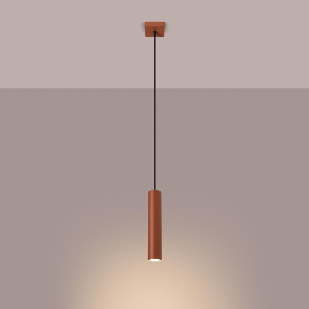 Lampa Wisząca Nowoczesna Ochra Czerwona Tuba 30 Cm Do Jadalni Kuchni Nad Wyspę 1Xgu10 10W Lagos Sollux Lighting