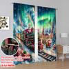 2pcs,2D Plane Printing Creative Curtains Christmas Train2 (3) Versatile Durable Polyester (without Rod) Room Decor Ldeal for