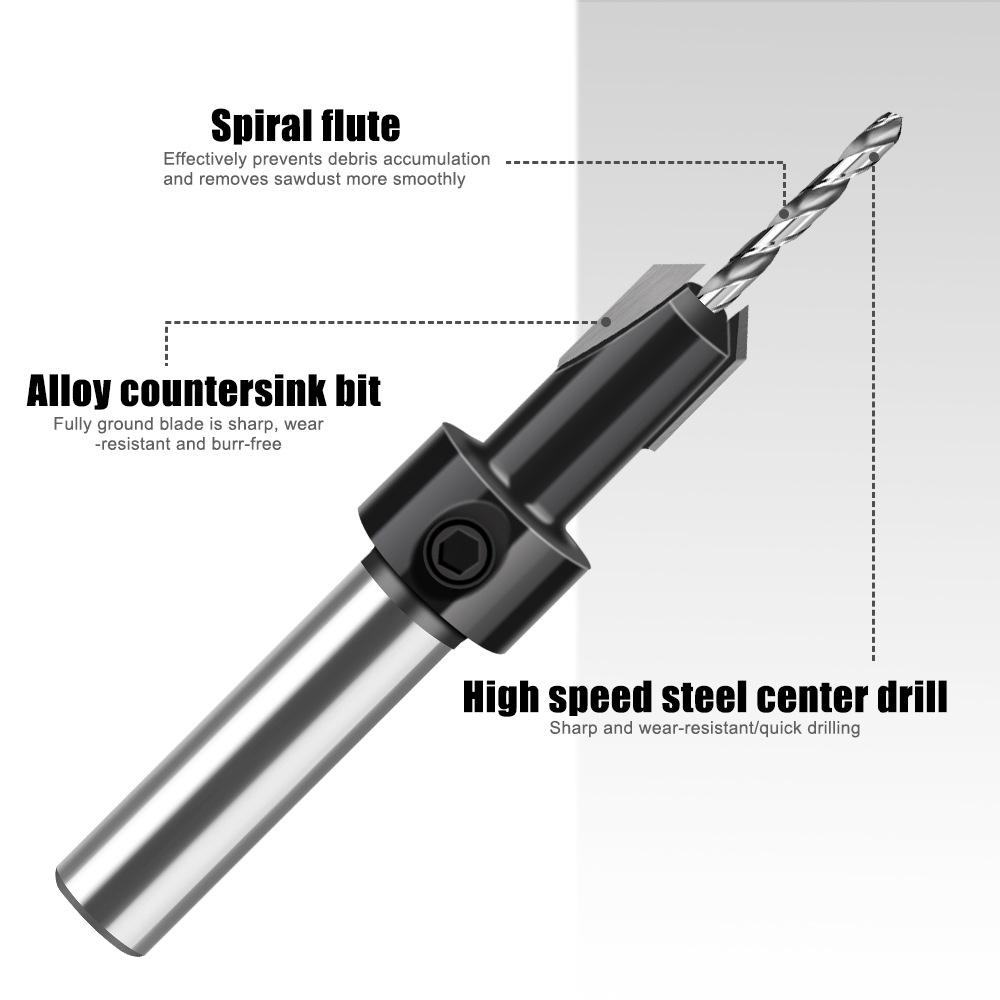 Woodworking Countersink Drill Cone Hole Opener Hole Drill Alloy Head Screw Ladder Drill Wood Self-Tapping Screw Installation Ladder