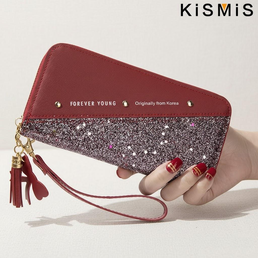 Fashion Women's PU Leather Long Wallets Sequins Patchwork Glitter Coin Purse Gifts for Girls Wholesale