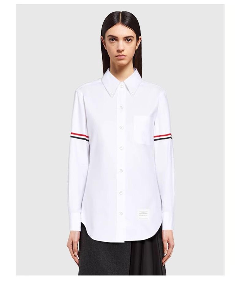 TB shirt unisex TB loose casual Oxford spinning couple simple trendy brand color stripe woven white shirt