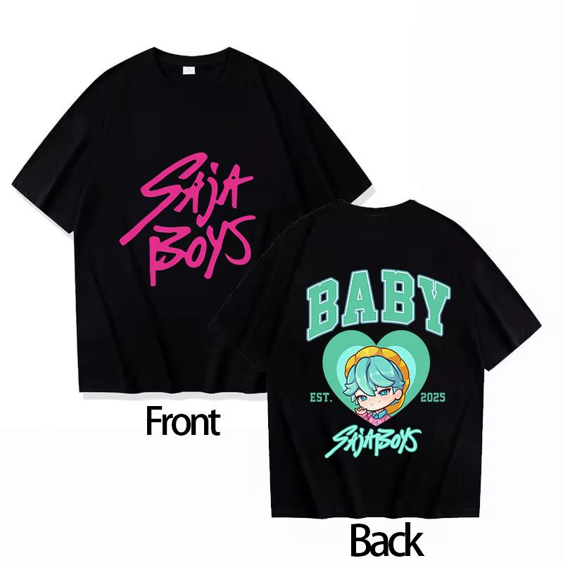 Boys Girls T-shirt Hot KPOP Demon Hunter Tiger Derpy Parent-child Cotton Round Neck Girls Short-sleeved Comfortable Adult Top