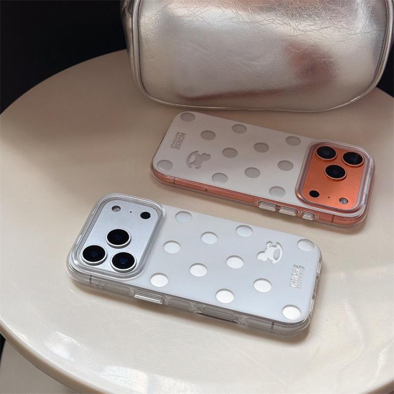 INS Polka Dot Rocking Horse Phone Case For iPhone 17 Pro 16 15 14 Pro Max with Double-Sided IMD Shockproof 17pro Cover Cases