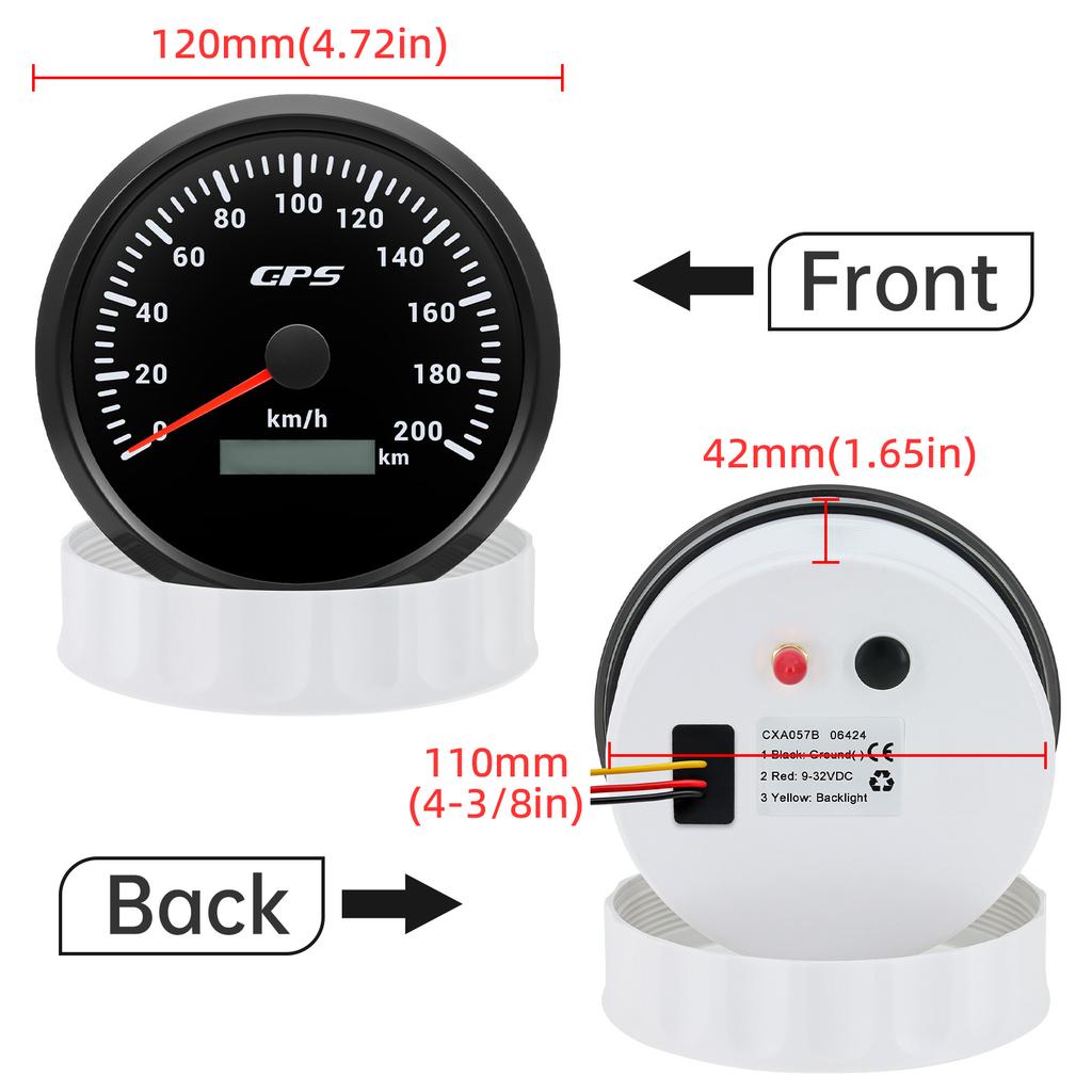 AD 110MM GPS Speedometer With GPS Antenna for 12V 24V Car Boat Marine 120/200KMH MPH Speed Gauge Odometer 7 Colors