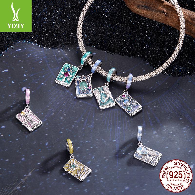 Vintage Wind Tarot Bricolaj Accesorii Pandantiv Transfrontalier Mistic Argint S925 Stea și Lună Mărgele Energetice