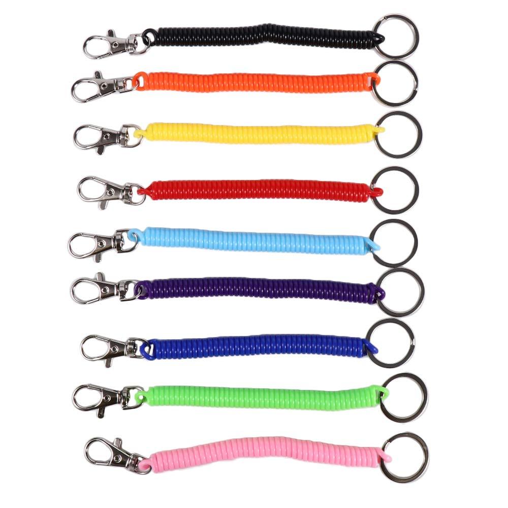 Wrist Coil Spring Lanyard Elastic Ropes Spiral Stretch Keychain Key Cord Clasp Spring Rope Key Ring