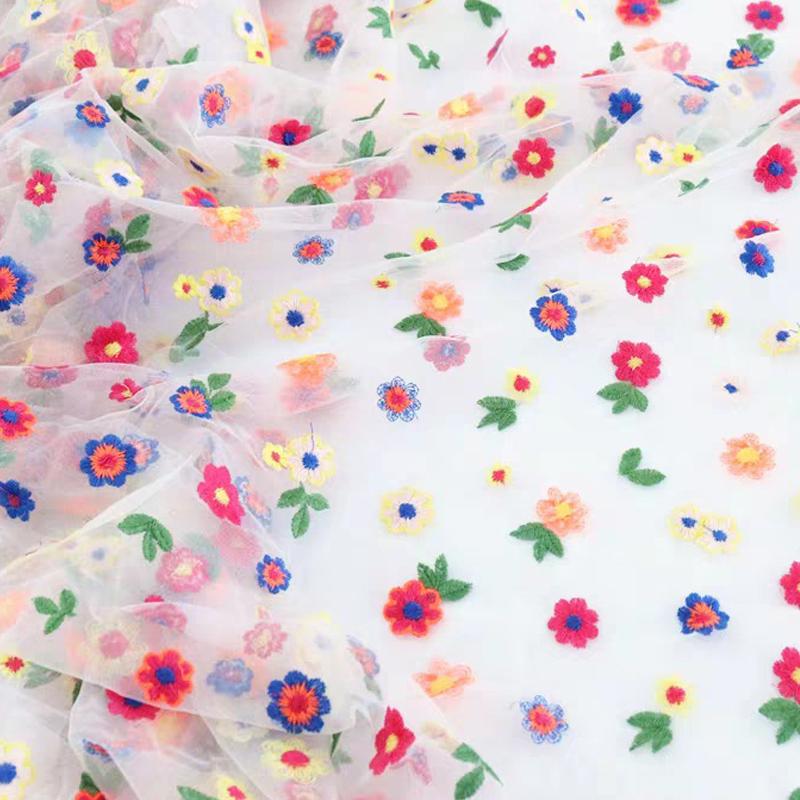 

1 ярд кружевной тюлевой ткани с вышивкой, цветочная сетка, вуаль, ткань с цветочной вышивкой для шитья своими руками, платья, юбки, шторы, декор 1Yard