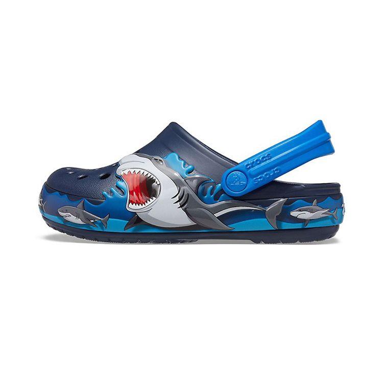 Crocs Classic Clog Fun Academy Shark Pattern Kids Clogs Deep-Blue 207070-410 25-26