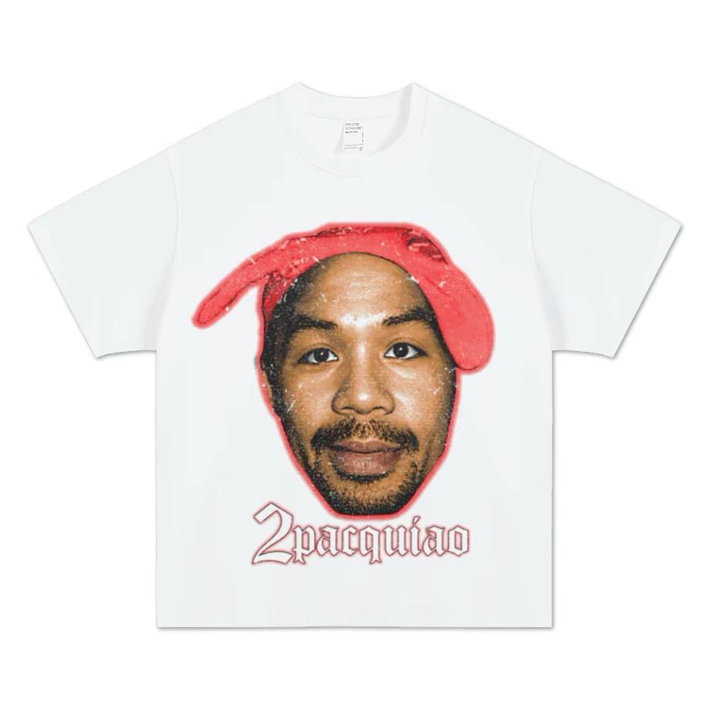 

2Pac Retro Hip Hop Portrait Graphic T-Shirt Y2K Streetwear Soft Cotton Short Sleeve Oversized Crew Neck for Unisex & Women 3XL