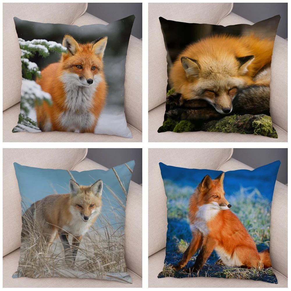 Cute Wild Fox Pillowcase Office Living Room Car Ornaments Home Pillowcase