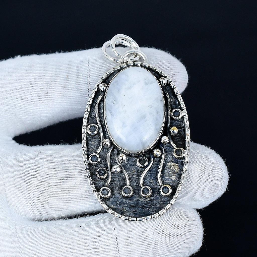 Moonstone Pendant, 925 Sterling Silver Handmade Jewelry, Moonstone Silver Pendant, Party Wear Jewelry For Women's, Pendant Birthday Gift