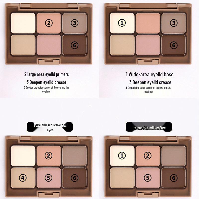 Paletă TATIBEAUTY Mată Șase Culori All-in-One: Tonuri pământii, Blush, Iluminator, Contur.
