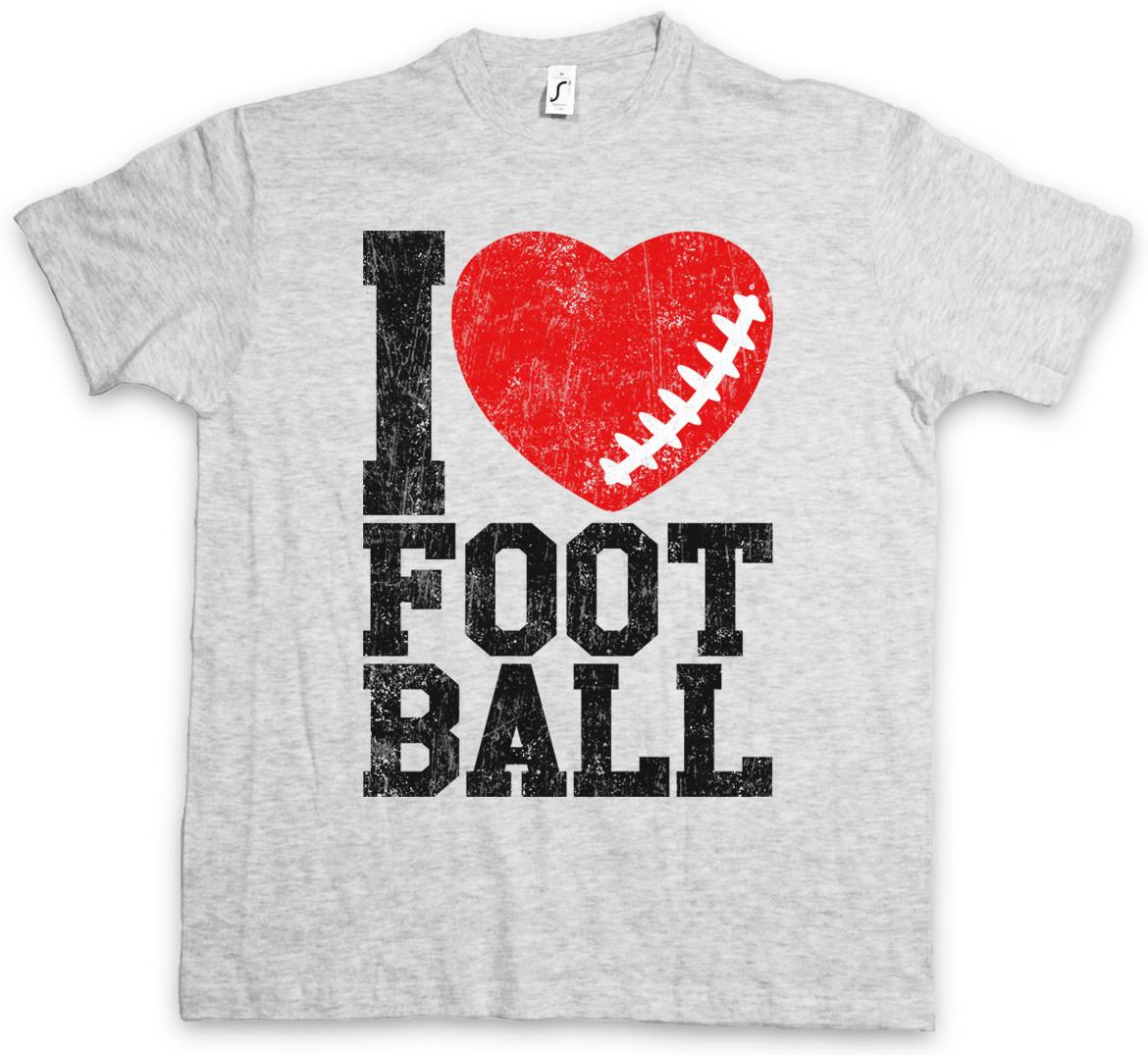 I Love Football I T-Shirt Hearts Heart Love Addicted Addiction Ball Foot 2XL