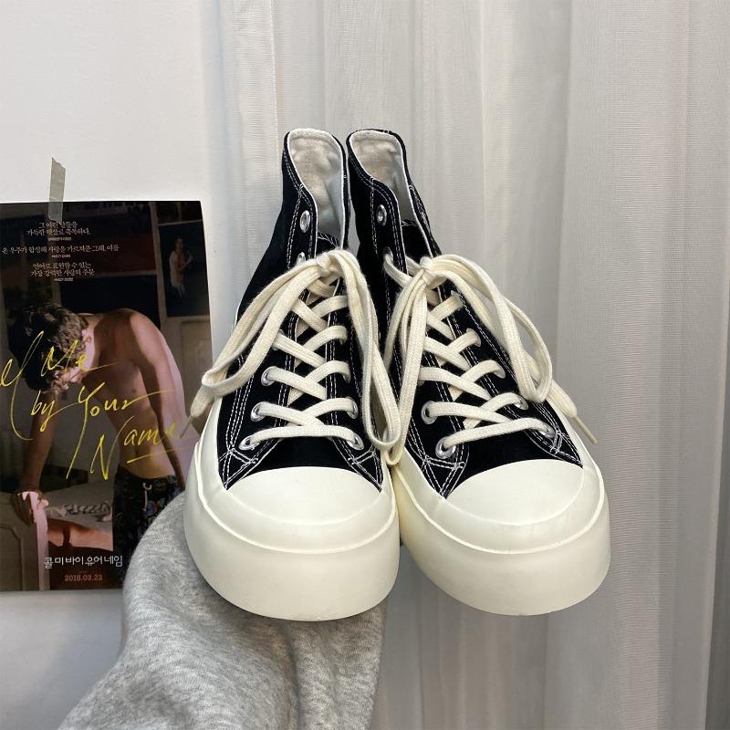 Canvas shoes women's platform heightening Hanhan big head shoes retro student little white shoes 508