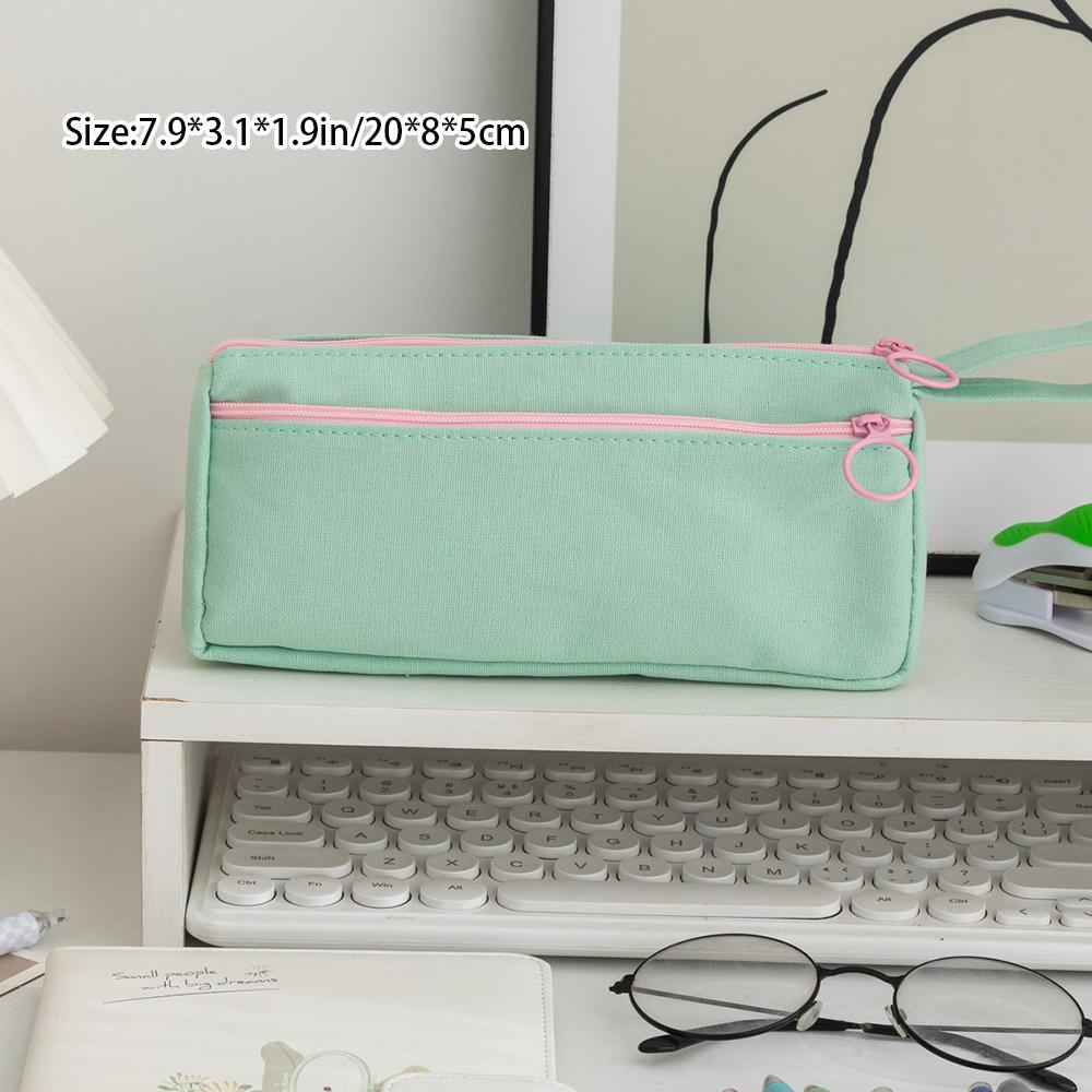 Korean Version Color Blocked Student Pencil Case, Cute Stationery Bag, Large Capacity Stationery Storage, Simple Pencil Case