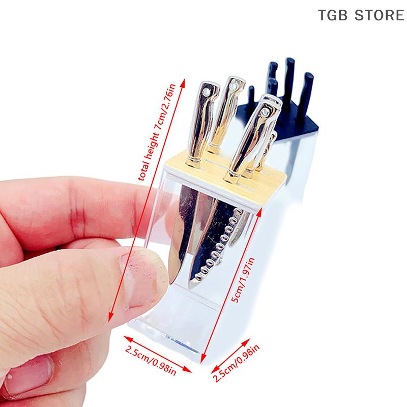 1/12 Miniature Dollhouse Knife Rest Set Model Mini Knives Cooking Utensils Dolls House Kitchen Accessories