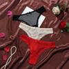Solid Color Lace Transparent Thongs Traceless T-back Panties Low Waist Briefs  Daily Wear