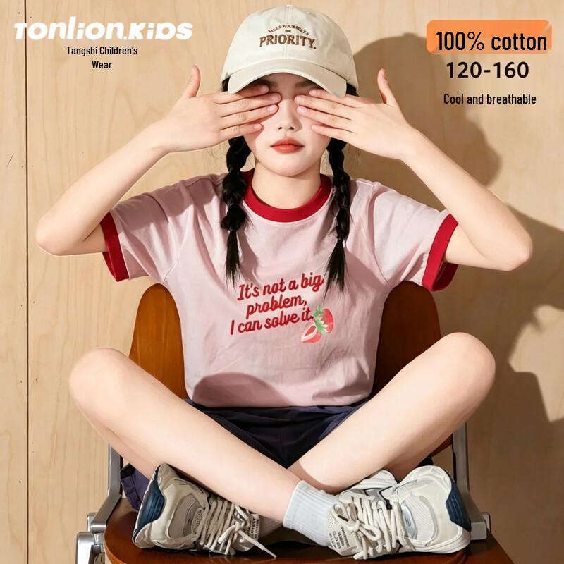 Tries Girls Pure Cotton Summer Short Sleeve T-shirt 160