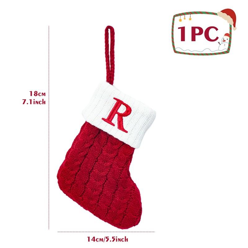 Christmas Socks Red Snowflake Alphabet Letters Knitting Stocking Christmas Tree Pendant Decoration For Home Xmas New Year Gift