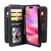 For iPhone 16 Leather Case with 10 Card Holder Phone Cover Stand