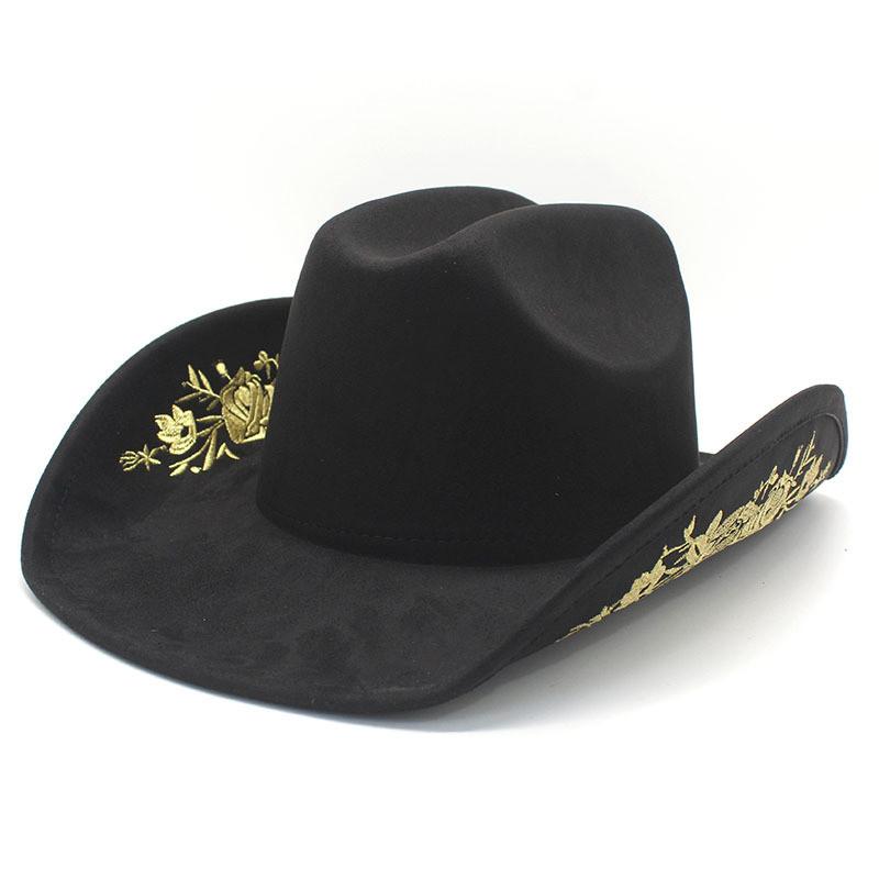 Sombrero de Fieltro Estilo Vaquero Atrevido Con Tapicería Bordada Para Viajes al Aire Libre y Festivales del Oeste