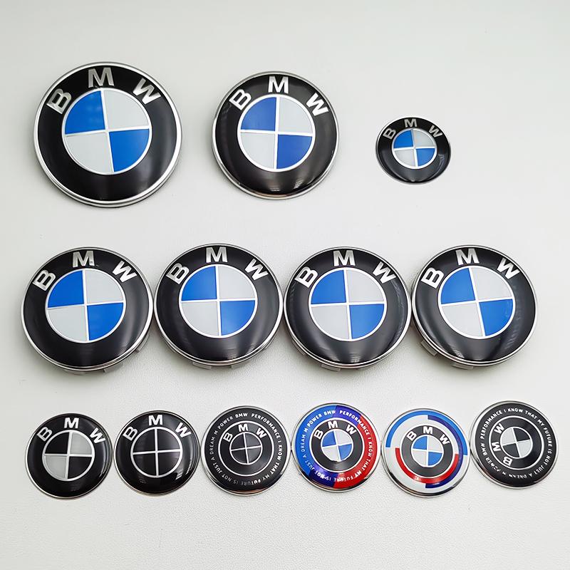 7-teiliges BMW Emblem Set 82mm 74mm 45mm 56mm 68mm Auto Front Motorhaube Logo Heckklappenplakette Radnabenkappen Aufkleber Lenkrad