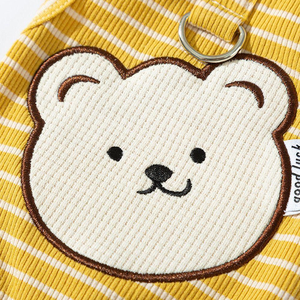 Bear Striped Pet Vest Cartoon Puppy Sweatshirt Fashion Pet Clothes  Four Seasons