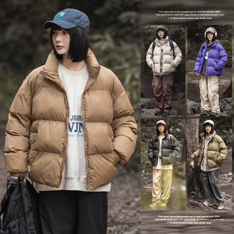 Stand-up Collar Cotton Clothes Winter Outdoor Color Matching Warm and Cold Clothes Couple's Anti-splashing Bread Clothes Winter Jackets