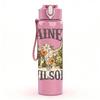 1PC Lainey Wilson Retro Western Text Print 750ml Color Plastic Sports Water Bottle Leakproof Flip Straw Lid Suitable for Sports Office Home Use