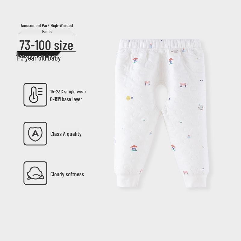 Boys' and Girls' Padded Winter Pants - Warm, High Waist, Open Crotch, Cotton for Belly Protection