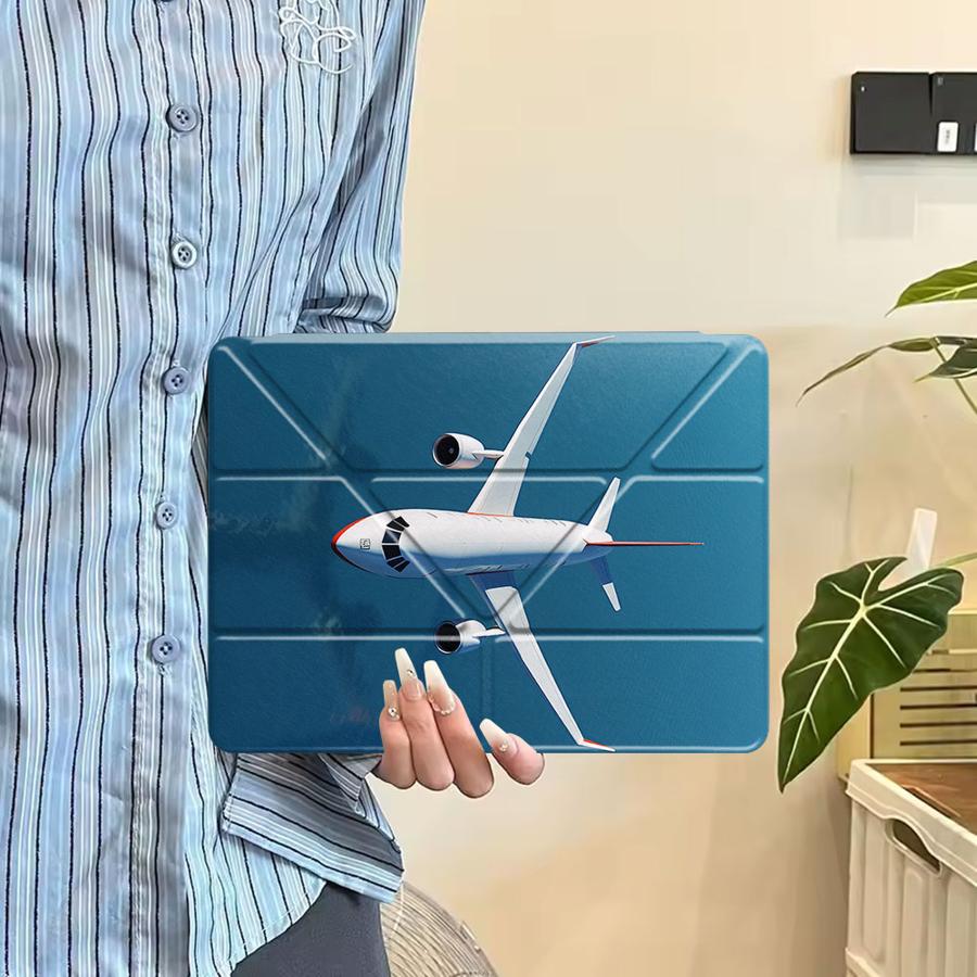 Blue Sea Flight Pic Holder Cover Tablet Case For iPad Air 4 5 M3 M2 1 2 M4 11inch Pro 11th 10th 9th 8th 7th 12.9inch Mini 6 7