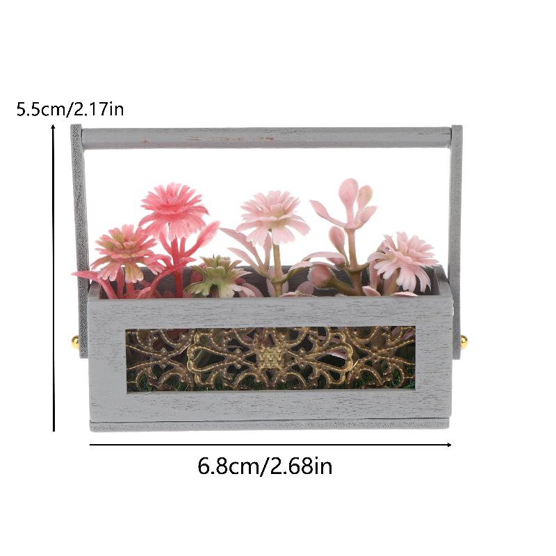 Miniature 1 12 Flower Basket Artificial Floral Dollhouse Decorations Charming Photography Prop For Miniature Scenes A2