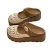 Thick-soled hollow-out cool slippers for women's summer wear 2025 new fashionable and breathable Mary Jane going out bag head half slippers