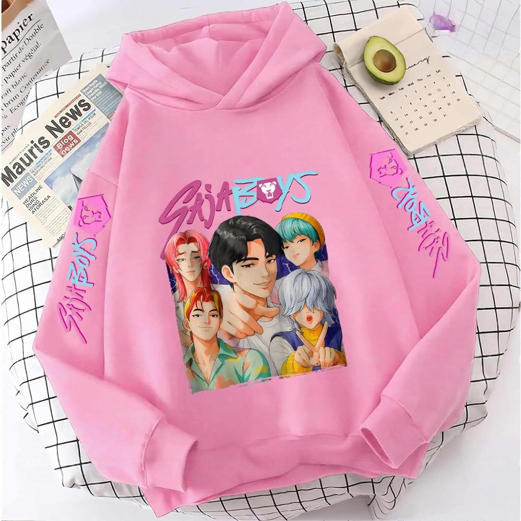 Autumn K-pop Saja Demon Hunters Print Children Hoodies Fashion Warm Kids Sweatshirt Long Sleeve Casual Fleece Hooded Streetwear