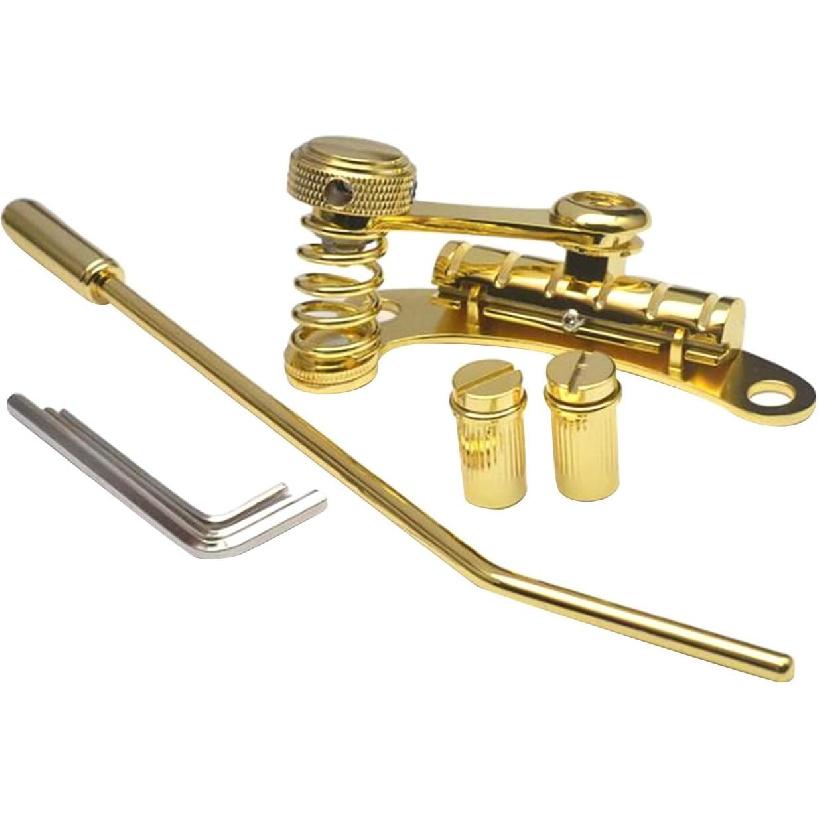 Guitar Tremolo Bridge Metal Tailpiece Tremolo Electric Guitar Bridge Stop Bar for Replace, Gold