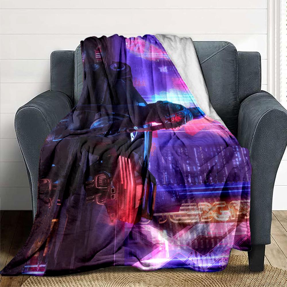 Cyberpunk Future Cityscape Blanket Soft Throw Blanket For Home Bedroom Bed Sofa Travel Office Solid Christmas Blanket