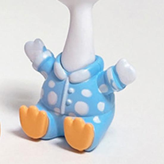 PVC Duck Figurine 4Pcs Mini Cartoon Figurines, Cute Polka-dot Pajamas Statues, Miniature Figures Macaron Animal Ornaments for Car Console Desktop